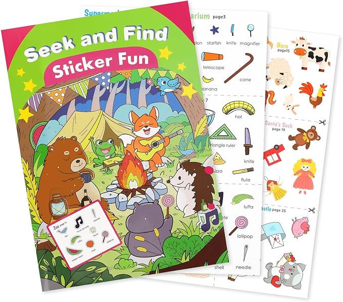 Seek and Find Sticker Fun for Little Ones – Hidden Object Activity Book with Cute Animal Camping Theme, Learning and Fine Motor Skill Games