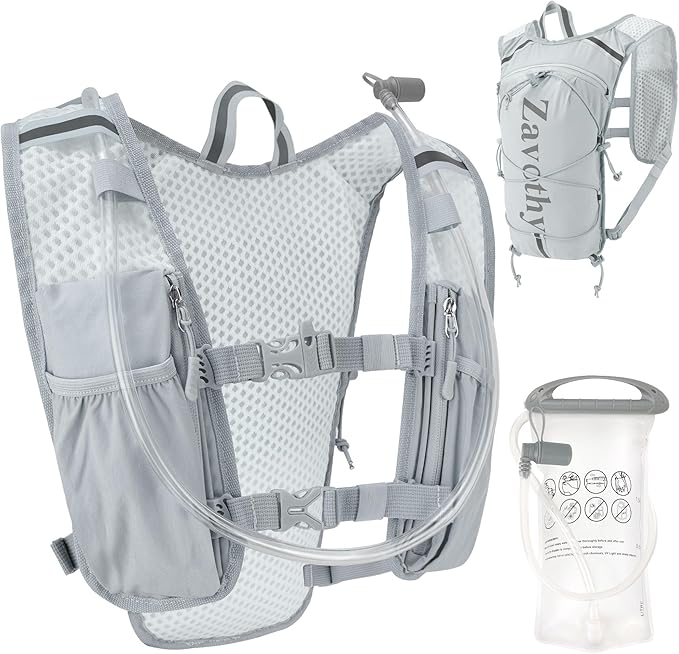Zavothy Hydration Backpack with Rain Cover, 1.5L Lightweight Hydration Pack for Hiking, Cycling & Trail Running