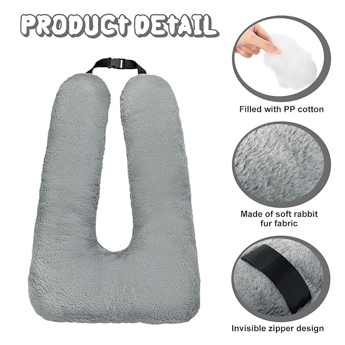 2 Pcs Travel Pillow Car Sleeping Kid Neck U Shaped for The Back Seat Adults Children Head and Body Support Long Distance Journey Accessories (Gray)