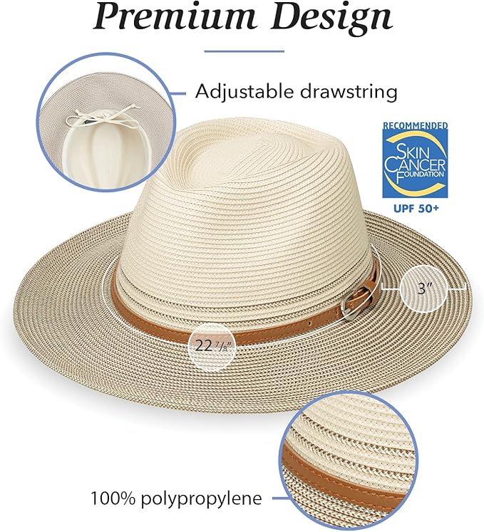 Wallaroo Hat Company Women’s Kristy Fedora – Small (Petite) or Medium | UPF 50+ | UV Sun Protection Hat | Packable Design