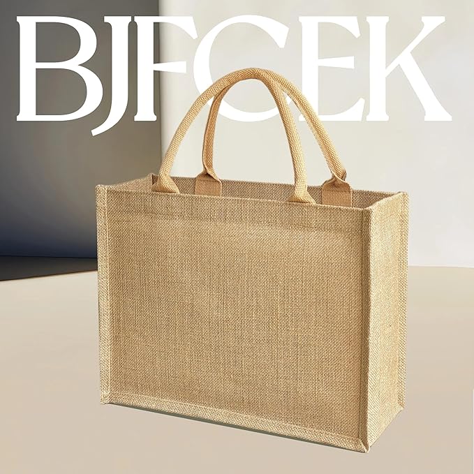 15PCS burlap tote bags jute bridesmaid gift Handbags13.8×5.5×10.5 inch