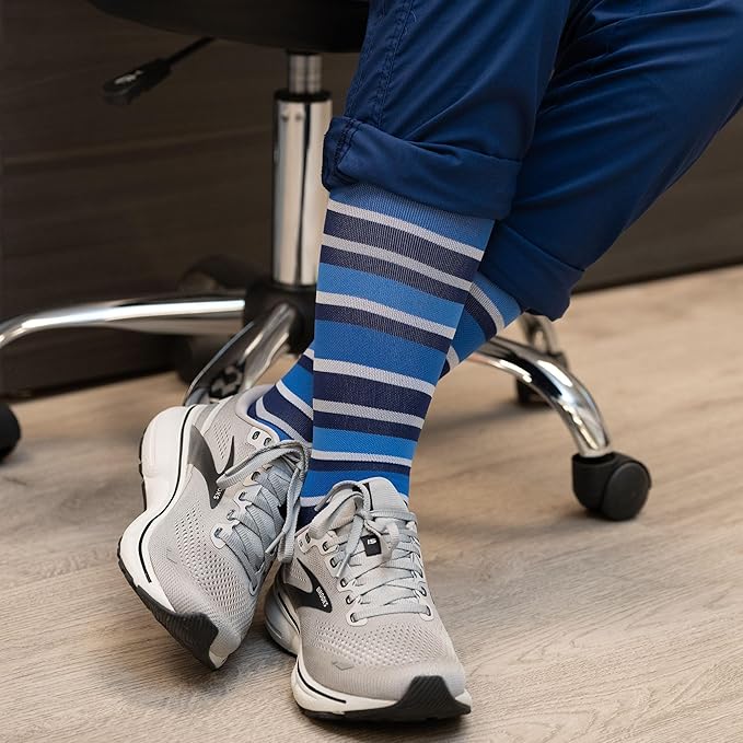 Medical Grade Compression Socks for Men & Women 15-20 mmHg by OrthoSleeve (Purple w/Stripes, Medium)