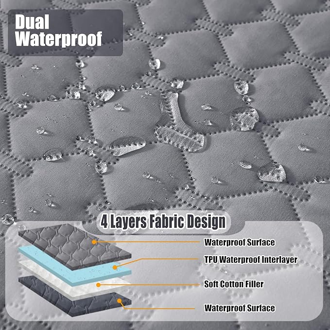 Smiry Waterproof Dog Bed Cover Blanket, Soft Reversible Pet Blanket, Washable Leakproof Cats Dogs Couch Cover for Sofa, Couch, Furniture, Plaid (30x53 Inch, Grey/Dark Grey)