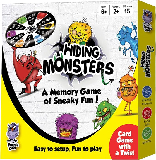 Hiding Monsters Memory Card Game for Kids with a Spinner Wheel - Fun and Easy-to-Play. Matching Memory Game for Kids 4-8 and 8-12 for Boys and Girls