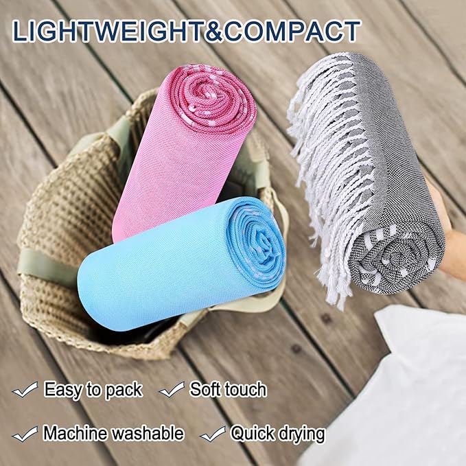 2 Pack Oversized 39 x 72 Turkish Beach Towels, Super Absorbent & Quick Dry, Sand Free, Lightweight Pool Towels for Adults Travel, Super Soft with Aloe Vera Extract