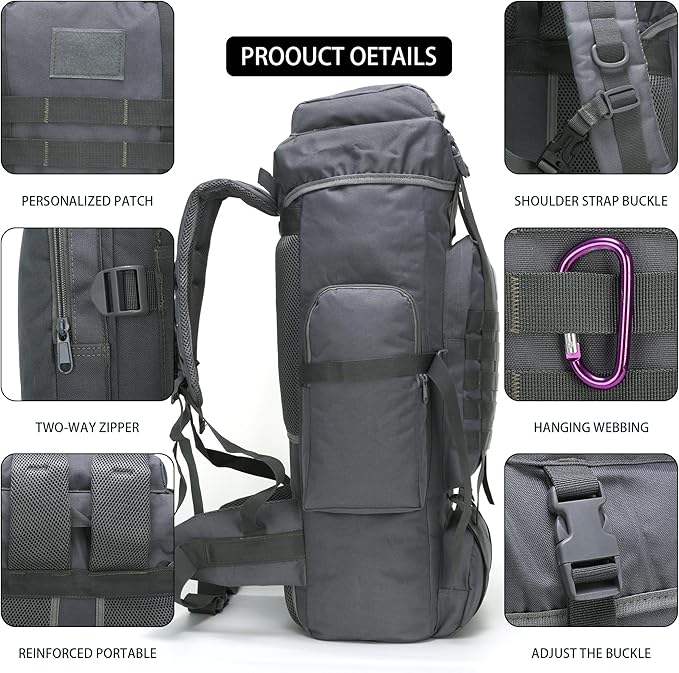 Hiking Backpack for Men 70L/100L Camping Backpack Military Rucksack Molle 3 Days Assault Pack for Climbing