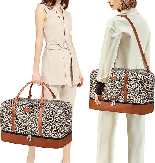 IBFUN Weekender Bags for Women, 21" Weekender Travel Bag, Travel Duffle Bag with Shoe Compartment Carry on Overnight Duffel Bag for Weekend Travel Business Trip, 3PCS