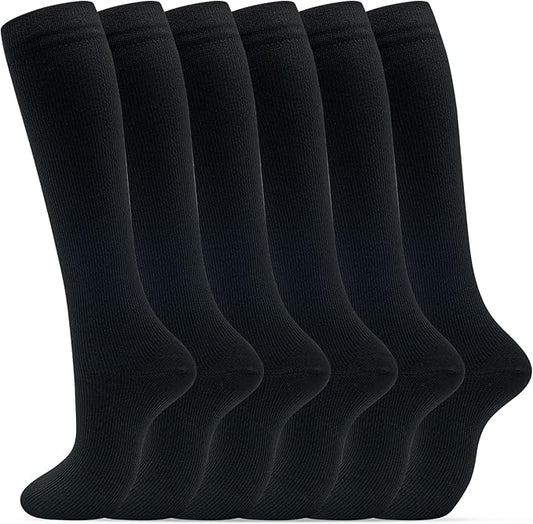 fenglaoda Compression Socks for Women Men Support Circulation 6 Pairs Socks For Nurse, Travel, Flight