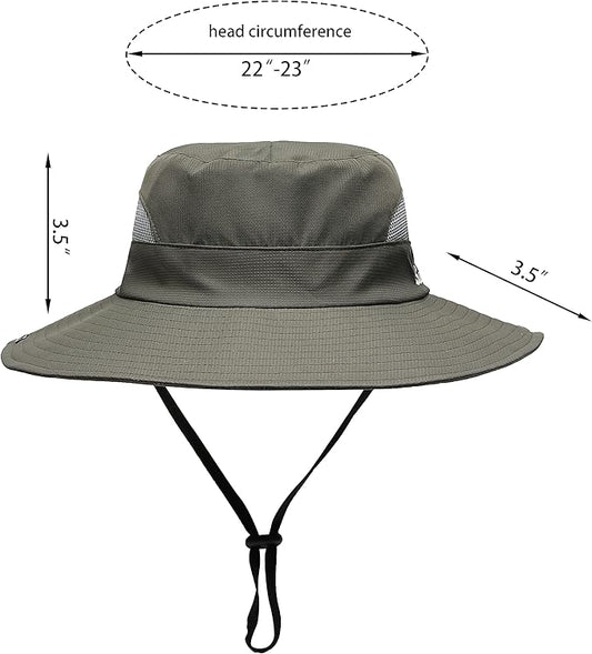 Womens Summer Sun Hat Beach Hat Wide Brim Outdoor UV Protection Hat Foldable Cool Mesh Ponytail Bucket Hat