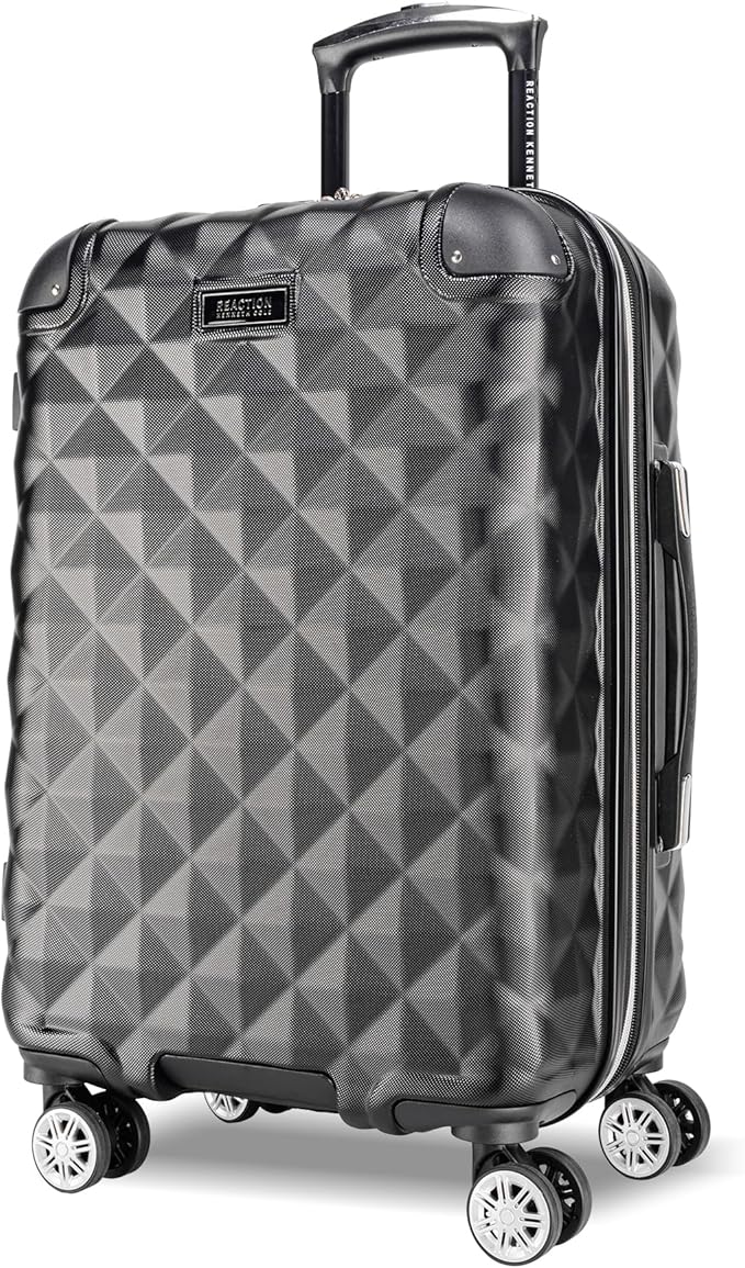 Kenneth Cole REACTION Diamond Tower Collection Lightweight Hardside Expandable 8-Wheel Spinner Travel Luggage, Black, 20-Inch Carry On