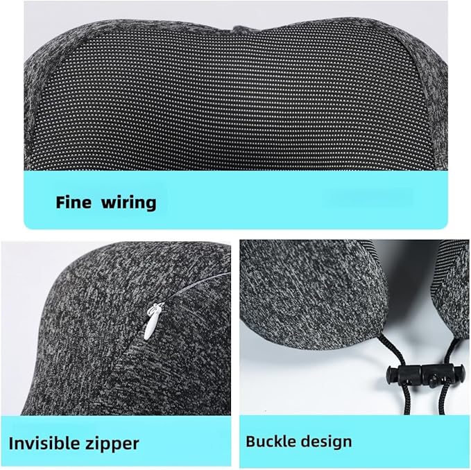 Travel Neck Pillow with Extra Large Hood Rollable Airplant Hooded Neck Pillow with Memory Foam Filling and Removable, Skin-Friendly Cover with a Carrying Pouch