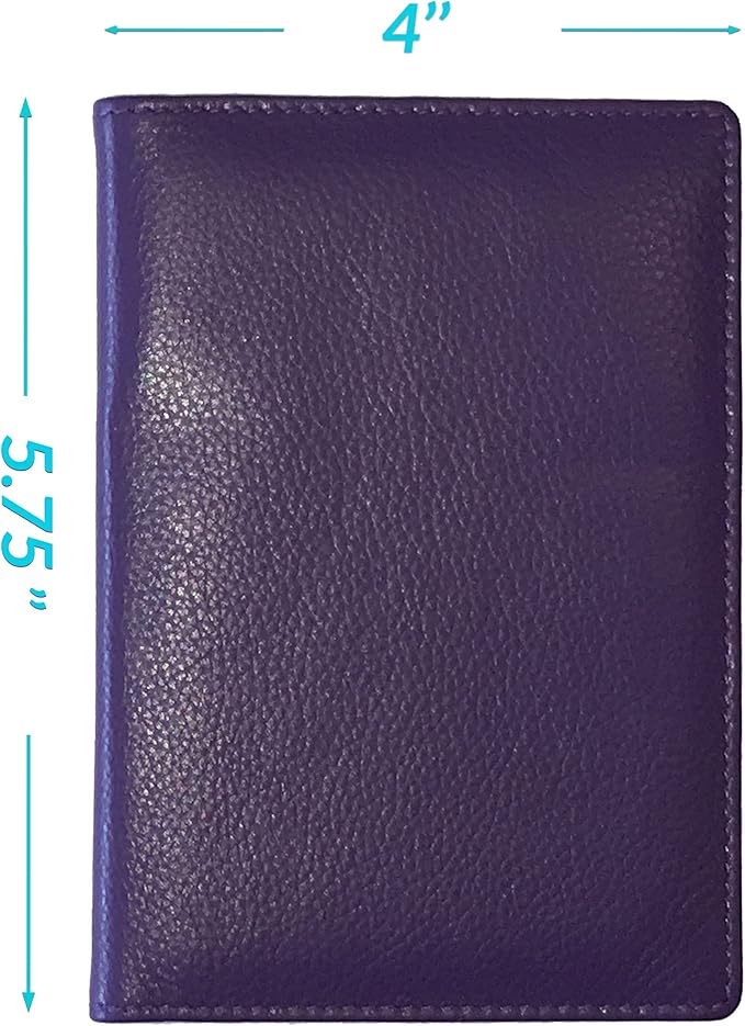 Personalized Monogrammed Dark Purple Leather RFID Passport Wallet and Luggage Tag