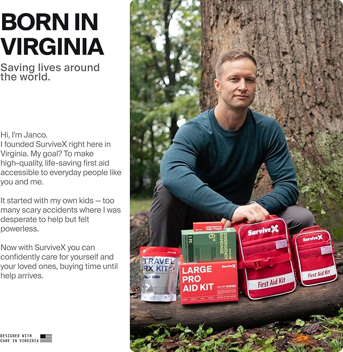 Large First Aid Kit for Car, Travel & Home - Emergency Kit for Hiking, Camping, Backpacking and Outdoors - Includes Zip Stitch Wound Closure Strips