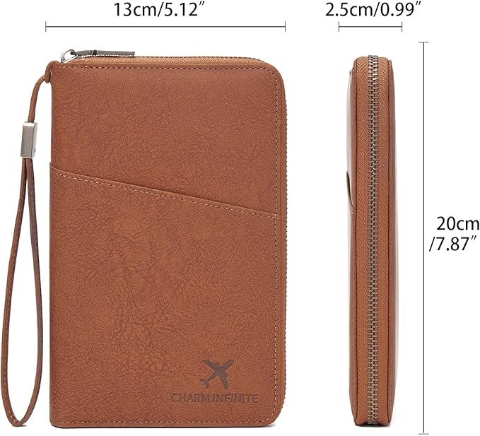 Family Passport Holder Wallet RFID Blocking Zippered Passport Wallet,Women and Men Travel Wallet Ladies Passport Cover