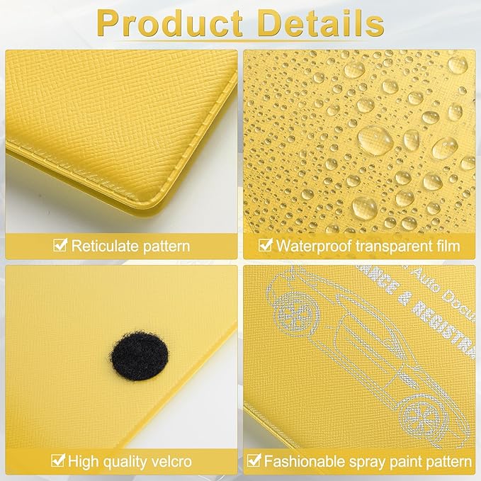 UYYE Car Organizer, 2-Pack Glove Box Documents Holder, Yellow, Waterproof, Classic Style, Space Theme, Unisex-Adults, Vehicle Owners, Drivers