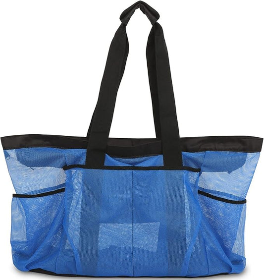 Extra Large Beach Bag Mesh Tote with Zipper and Pockets Ideal for Your Family Cruise/Beach Vacation Essentials