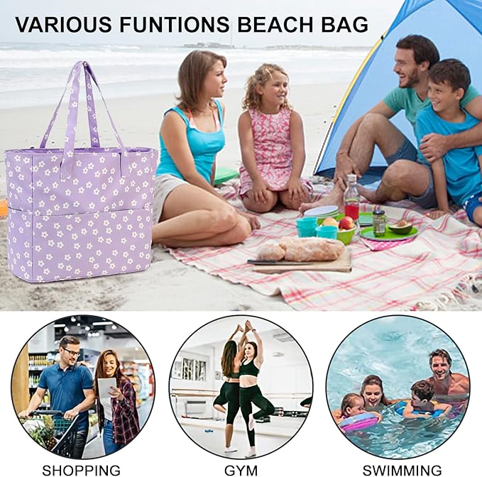 Bluboon Waterproof Beach Tote Pool Bags for Women Ladies Extra Large Carry On Bag With Wet Compartment for Weekender Travel