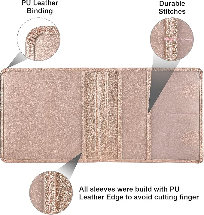 Cacturism Car Registration and Insurance Holder, Vehicle Glove Box Car Organizer Men Women Wallet Accessories Case for Cards, Essential Document, Driver License, Bling Rose Gold