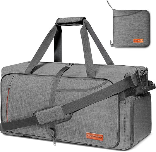 Canway 115L Travel Duffel Bag, Foldable Weekender Bag with Shoes Compartment for Men Women Water-proof & Tear Resistant