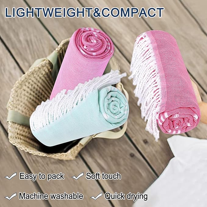 Beach Towel 2 Pack,Sand Free Beach Towels Oversized 39 x 72,Turkish Beach Towel Quick Dry Towel,Lightweight Pool Towels for Adults Travel Towel,Super Absorbent Towels Beach Essentials