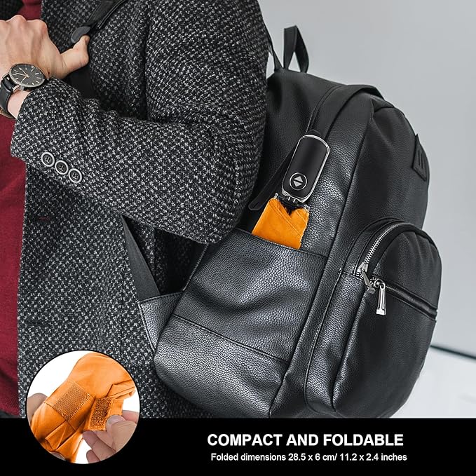 LEAGERA Compact Travel Umbrella for Purse - Flat Handle, Waterproof for Light Rain