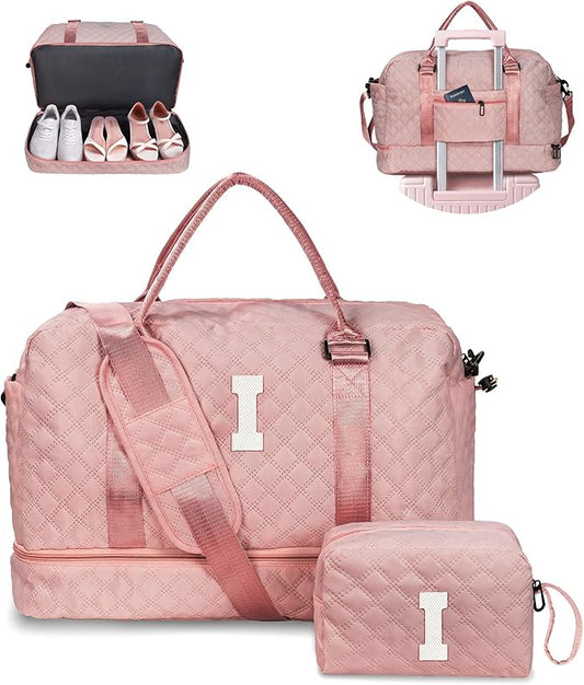 Vogewood Personalized Initial semana Bag, Monogram Overnight Bag, Weekender & Travel Bag with Shoe & Makeup Compartments - Birthday Gift
