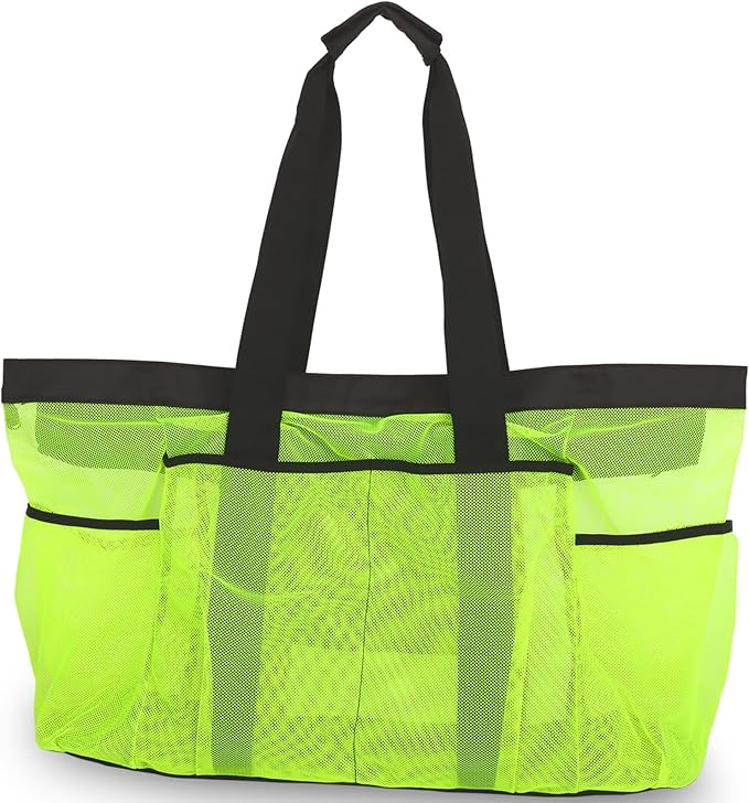 Extra Large Beach Bag Mesh Tote with Zipper and Pockets Ideal for Your Family Cruise/Beach Vacation Essentials