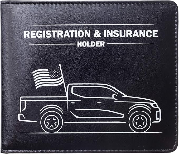 CANOPUS Car Registration & Insurance Holder with Magnetic Closure, Vehicle Document Organizer, Auto Glove Box Wallet, Includes 2 EZ Pass Strip Sets – Truck