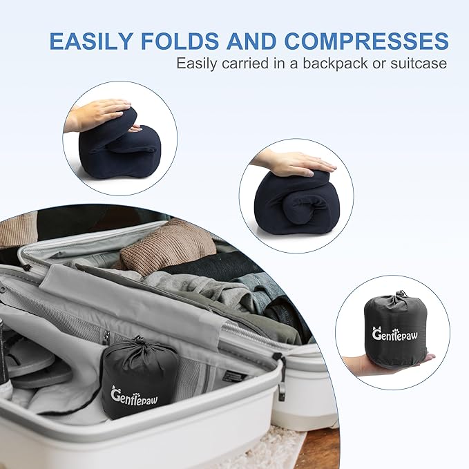 Travel Pillow - Memory Foam Cervical Neck Pillow for Adults, Kids, Children, Convenient & Portable U Shaped Pillows, Airplane Pillow for Home, Office, Camping, Travelling, Sleeping (Blue)