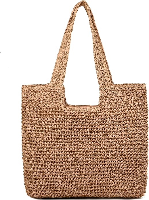 Straw Beach Bags for Women Woven Beach Tote Bag Casual Boho Large Shoulder Handbags Purse for Vacation Holiday