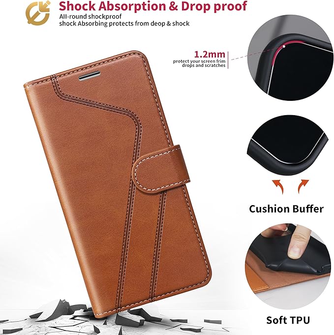 CIVICASE for iPhone 15 Pro Wallet Case,Leather Flip Case RFID Blocking Credit Card Holder Folio Magnetic Stand TPU Shockproof Cover Compatible with iPhone 15 Pro Brown