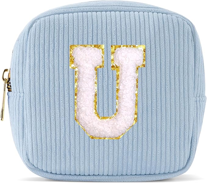 Pocmimut Graduation Teacher Gifts Initial Makeup Bag Birthday Gift Travel Toiletry Bag Preppy Cosmetic Bag for Girls Travel Essentals Organizers,U