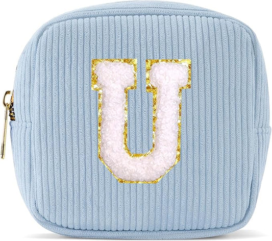 Pocmimut Graduation Teacher Gifts Initial Makeup Bag Birthday Gift Travel Toiletry Bag Preppy Cosmetic Bag for Girls Travel Essentals Organizers,U