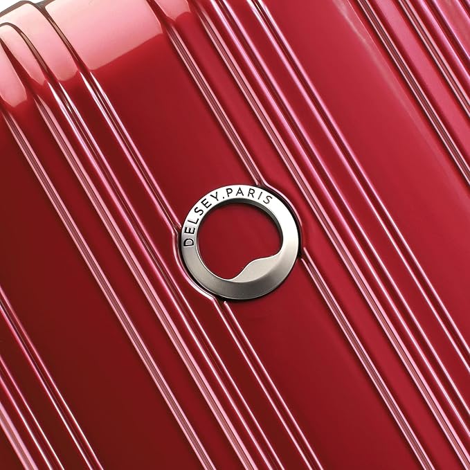 DELSEY PARIS Helium Aero Hardside Expandable Luggage with Spinner Wheels, Brick Red, Checked-Large 28 Inch