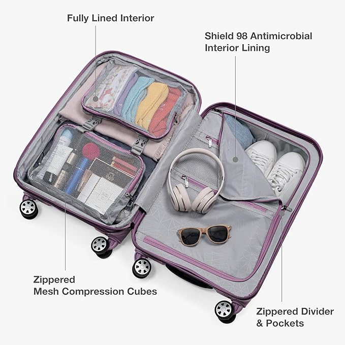 Traveler's Choice Pagosa Indestructible Hardshell Expandable Spinner Luggage, Mauve, 3-Piece Set (22/26/30)