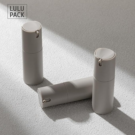 Airless Pump Bottles Travel: Lotion Dispenser for Small Size - Empty Shampoo Containers - Mini Vacuum Jar for Cream - 1 oz Plastic Gray