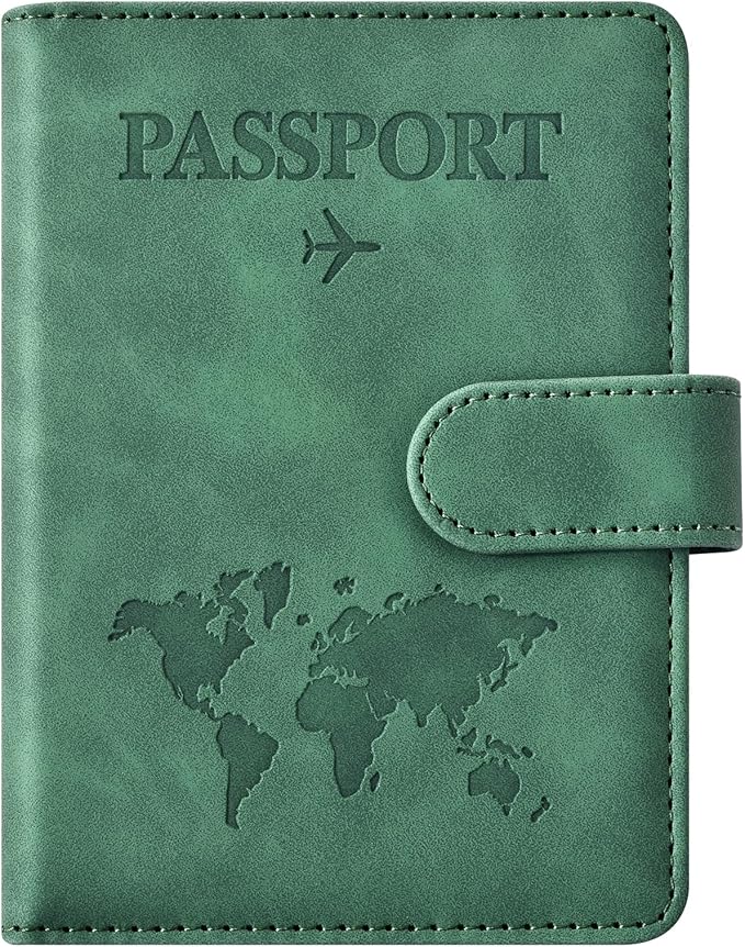 Eoehro Passport Holder for Travel Essentials, Passport Wallet Cover Case for Travel Must Haves Accessories,Passport Book Holders for Women and Men(dark green)