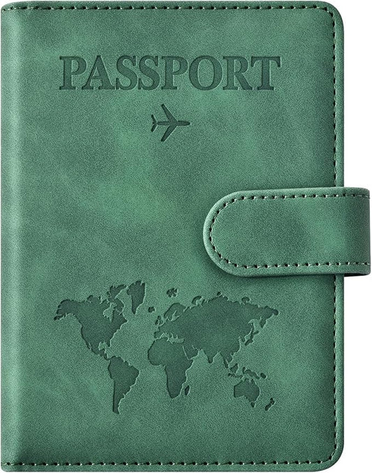 Eoehro Passport Holder for Travel Essentials, Passport Wallet Cover Case for Travel Must Haves Accessories,Passport Book Holders for Women and Men(dark green)