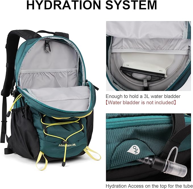 MOUNTAINTOP Hiking Backpack,30L Camping Backpack, Men Women Hiking Daypack Lightweight Travel Backpack for Climbing(Deep Green)