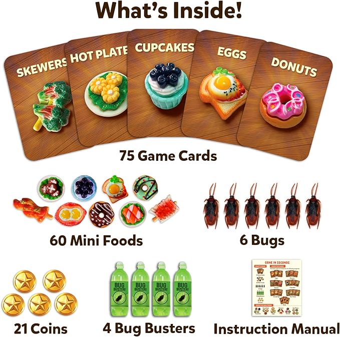 Gone in Seconds - Fast-Paced Mini Food Game for Kids, Teens & Adults, Quick Reflex Family & Party Board Game, Hilarious Food Grab Challenge, Replayable Fun, Gift for Ages 6, 7, 8 & Up, 2–5 Players