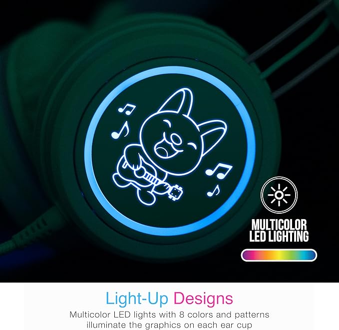 MEE audio KidJamz KJ55 Safe Listening USB-C Headphones for Children with Multicolor LED Lights, Volume Limiter, & Microphone; On-Ear Wired Kids Headset for iPhone 16, iPad, & USB Type C Devices (Mint)
