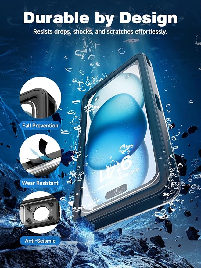 Waterproof Phone Pouch Case 7.5", 2025 Upgraded IPX8 Waterproof Phone Case for Snorkeling, Universal Fit for iPhone 16 Pro Max 15 14 13, Galaxy S25, Beach Vacation Essentials (Black)