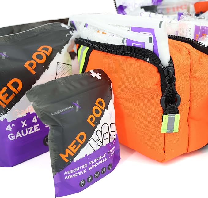 Lightning X Value Compact Medic First Responder EMS/EMT Stocked Trauma Bag w/Basic Fill Kit A - Orange