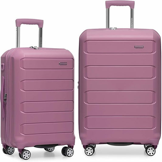 Traveler's Choice Pagosa Indestructible Hardshell Expandable Spinner Luggage, Mauve, 2-Piece Set (22/26)