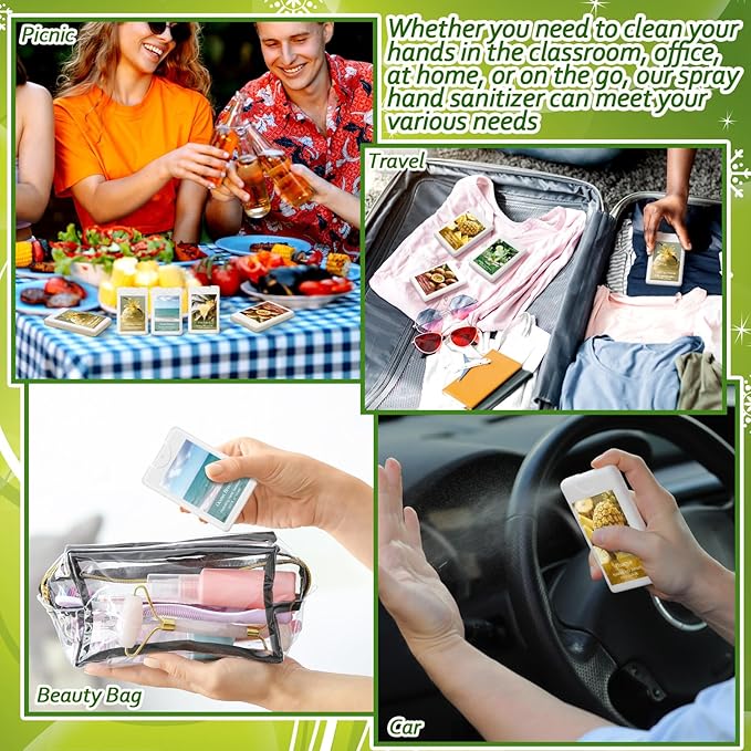 6 Pack Hand Sanitizer Spray Mist Travel Size Hand Sanitizer Refillable Hydrating Botanical Mist for Spring Easter Stuffer Party Office Outdoor Activity Friends Teacher Employee