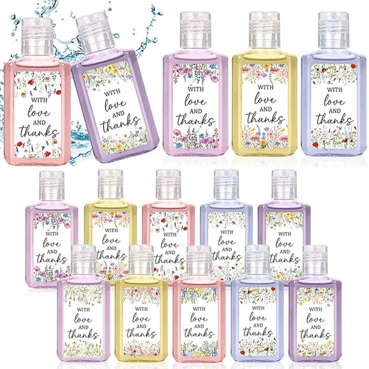 50 Pcs Wild Flower Mini Hand Sanitizer Bulk Thank You Gift Favors Small Hand Sanitizer for Guest 1fl oz Travel Size Hand Soap Gift for Wedding and Baby Shower Supplies