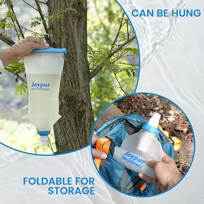 Gravity Water Filter Camping, Survival Water Filtration System, Portable Water Purifier for Travel, Backpacking and Emergency Preparedness, with Ultrafiltration Membrane (0.01 Micron)