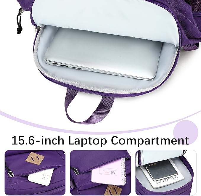 abshoo 29L Backpack for School College Bookbag Middle High School Backpacks Casual Daypack Travel Backpack (Purple)