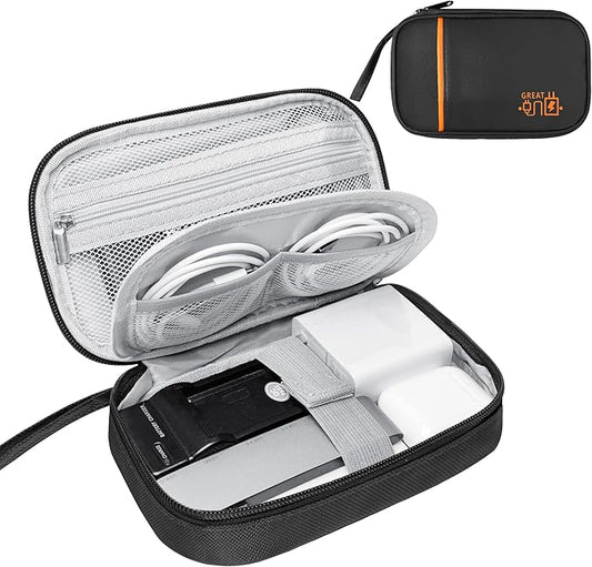 Electronics Travel Organizer,Portable Waterproof Electronic Travel Storage Bag for Small Charging Cord Storage,Charger,Small Electronics,SD Card etc,for Travel,Business -Black
