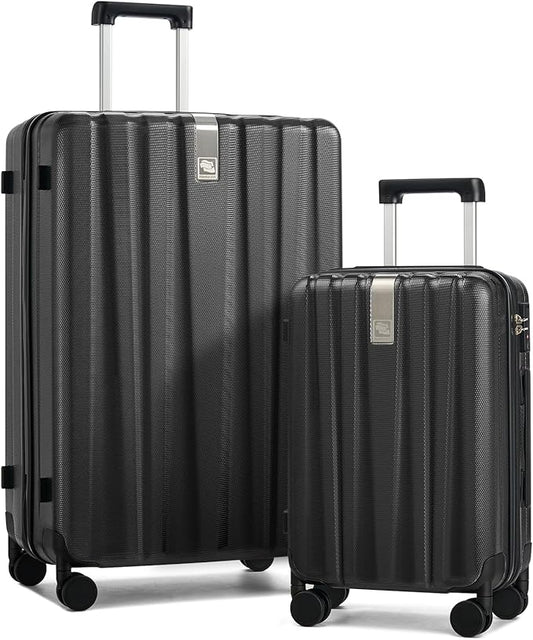 Hanke Hardshell Luggage Sets 2 Piece Extra Large Suitcases with Lock,28 Inch Luggage with Spinner Wheels, Travel Suitcase for Women Men 20 29Inch,Jet Black